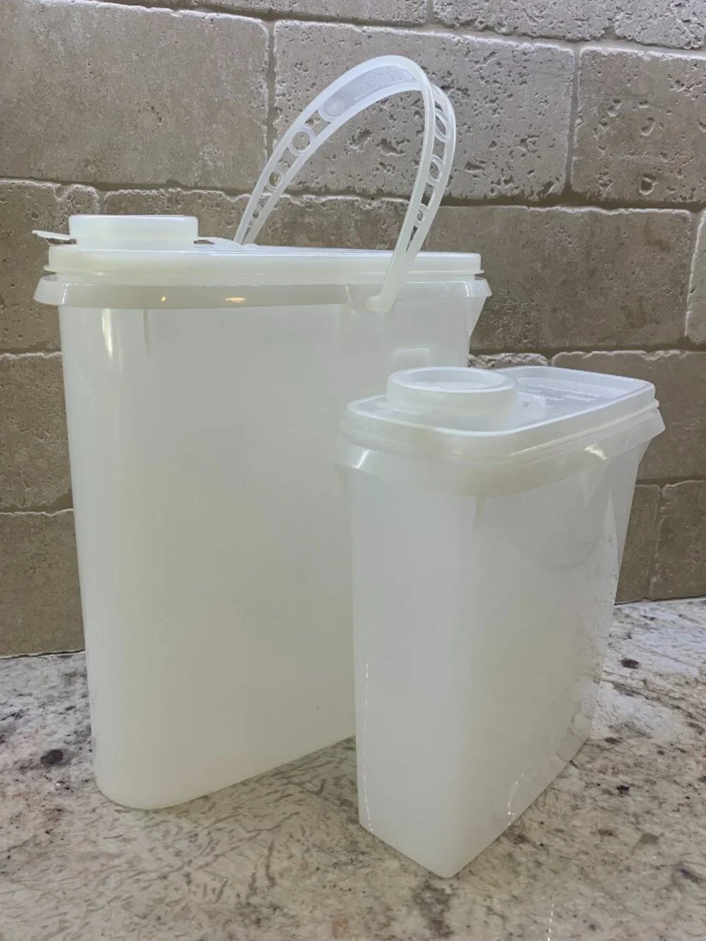 Tupperware 2 QT Slimline Pitcher + 4 cup Stor N Pour - set of 2